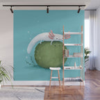 Axolotl on a Mossball Wall Mural Gallery Image 1