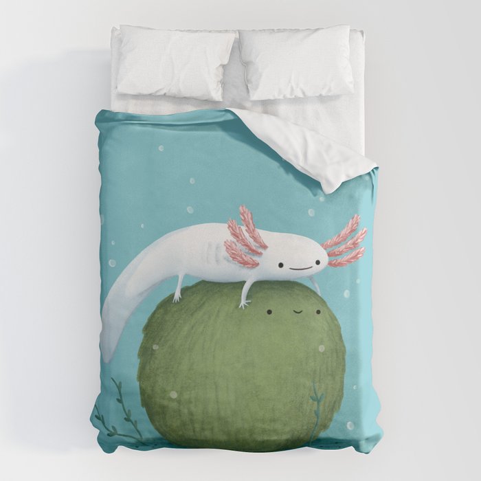 Axolotl on a Mossball Duvet Cover Gallery Image 6