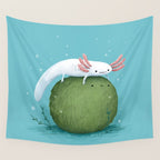 Axolotl on a Mossball Wall Tapestry Gallery Image 4