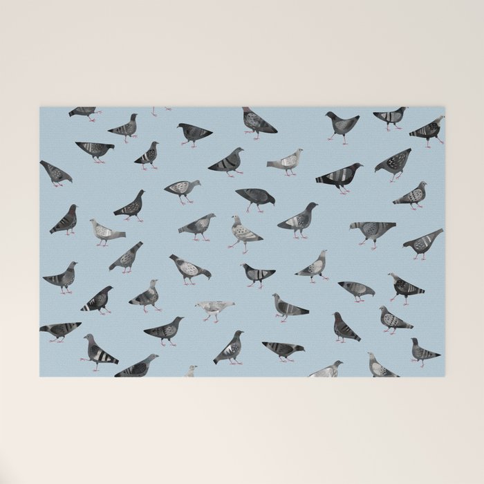 Pigeons Doing Pigeon Things Welcome Mat