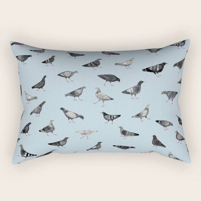 Pigeons Doing Pigeon Things Rectangular Pillow Gallery Image 1