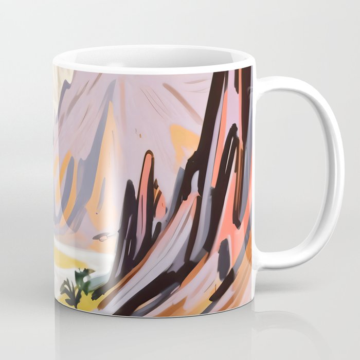 Lavender Mountains, Romantic Scenic Landscape Nature, Travel Summer Painting, Bohemian Colorful Hills Adventure Sunset Coffee Mug Gallery Image 1