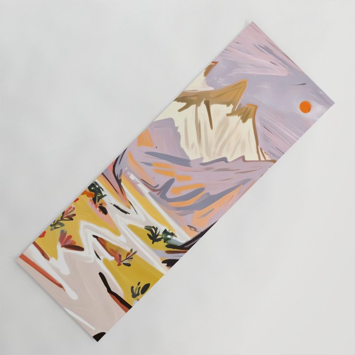 Lavender Mountains, Romantic Scenic Landscape Nature, Travel Summer Painting, Bohemian Colorful Hills Adventure Sunset Yoga Mat Gallery Image 1