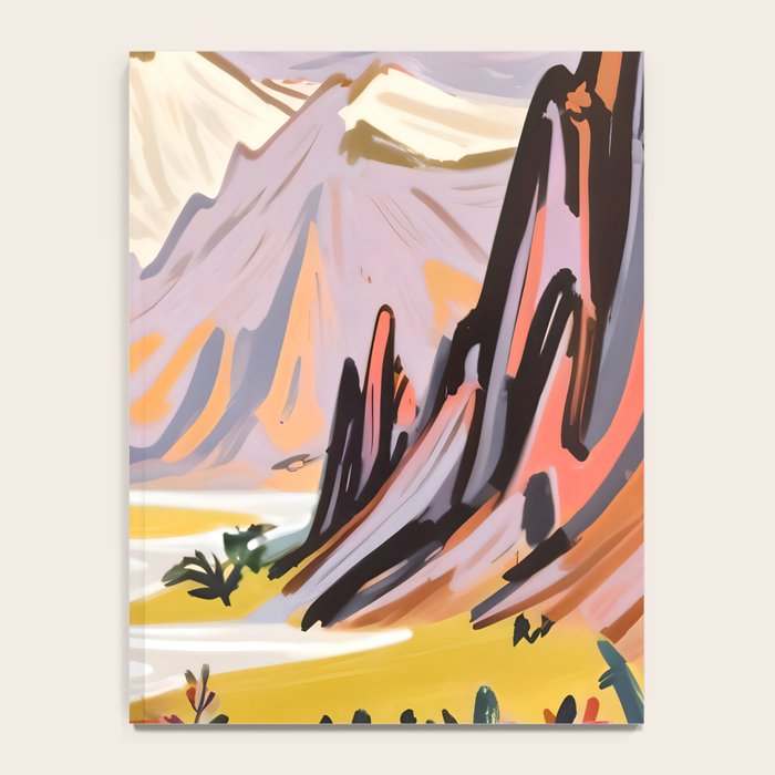 Lavender Mountains, Romantic Scenic Landscape Nature, Travel Summer Painting, Bohemian Colorful Hills Adventure Sunset Notebook Gallery Image 4