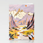 Lavender Mountains, Romantic Scenic Landscape Nature, Travel Summer Painting, Bohemian Colorful Hills Adventure Sunset Stationery Card Gallery Image 2