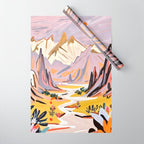 Lavender Mountains, Romantic Scenic Landscape Nature, Travel Summer Painting, Bohemian Colorful Hills Adventure Sunset Wrapping Paper Gallery Image 1