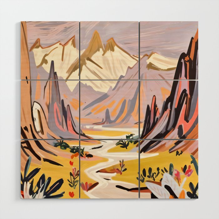 Lavender Mountains, Romantic Scenic Landscape Nature, Travel Summer Painting, Bohemian Colorful Hills Adventure Sunset Wood Wall Art Gallery Image 1