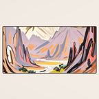 Lavender Mountains, Romantic Scenic Landscape Nature, Travel Summer Painting, Bohemian Colorful Hills Adventure Sunset Desk Mat Gallery Image 3