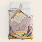 Lavender Mountains, Romantic Scenic Landscape Nature, Travel Summer Painting, Bohemian Colorful Hills Adventure Sunset Comforter Gallery Image 6