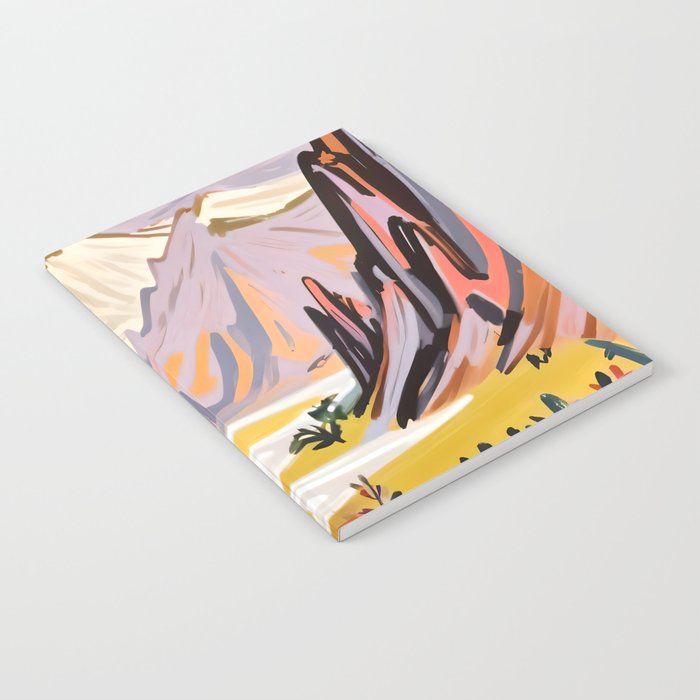 Lavender Mountains, Romantic Scenic Landscape Nature, Travel Summer Painting, Bohemian Colorful Hills Adventure Sunset Notebook Gallery Image 2