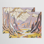 Lavender Mountains, Romantic Scenic Landscape Nature, Travel Summer Painting, Bohemian Colorful Hills Adventure Sunset Placemat Gallery Image 1