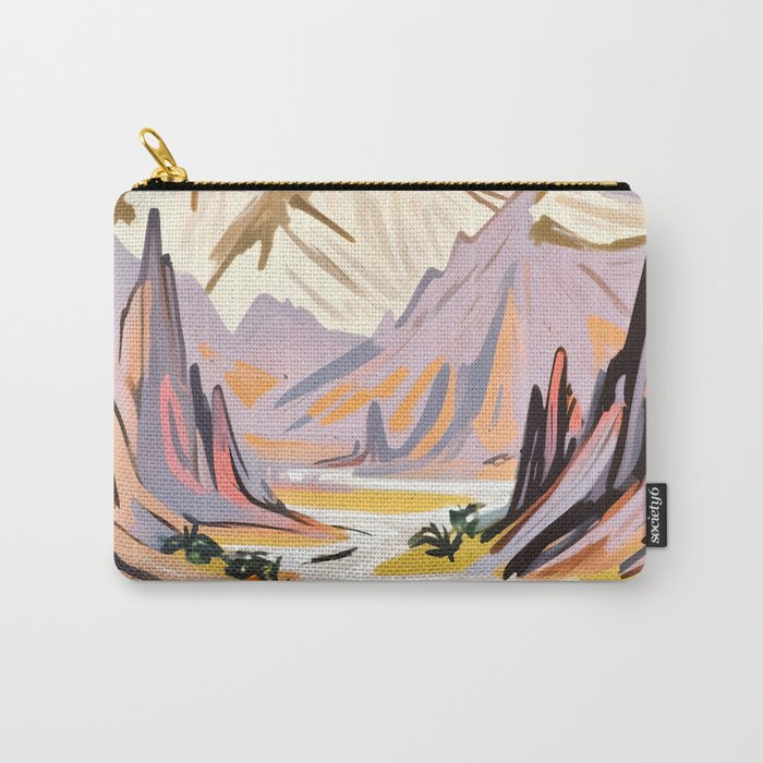 Lavender Mountains, Romantic Scenic Landscape Nature, Travel Summer Painting, Bohemian Colorful Hills Adventure Sunset Carry All Pouch Gallery Image 1