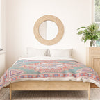 Marine Green Spiral Star Kazak Handmade Persian Rug Duvet Cover Gallery Image 3