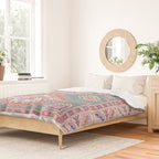 Marine Green Spiral Star Kazak Handmade Persian Rug Duvet Cover Gallery Image 2