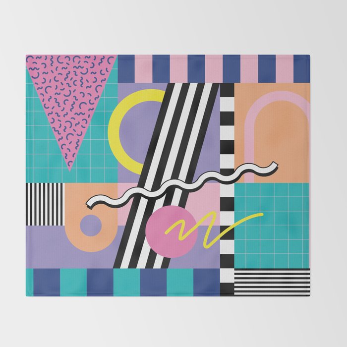 Memphis pattern 85 - 80s / 90s Retro Throw Blanket Gallery Image 2