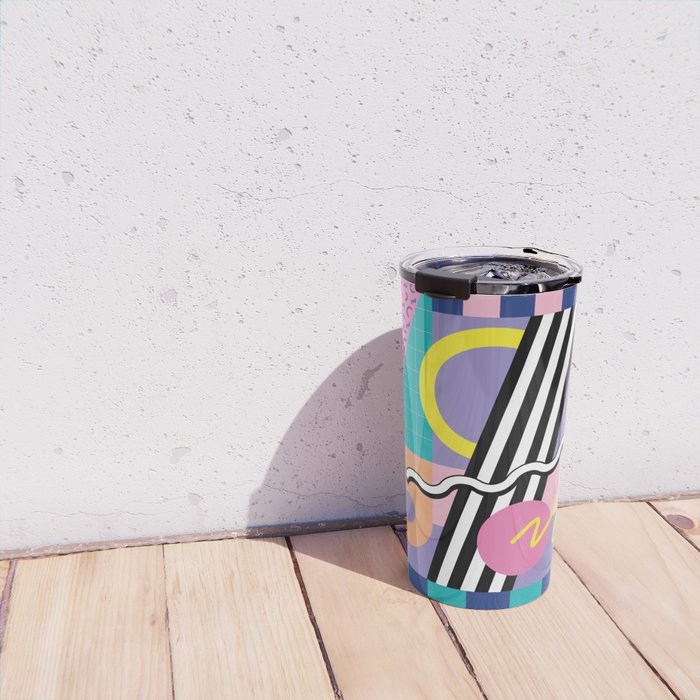 Memphis pattern 85 - 80s / 90s Retro Travel Mug Gallery Image 4