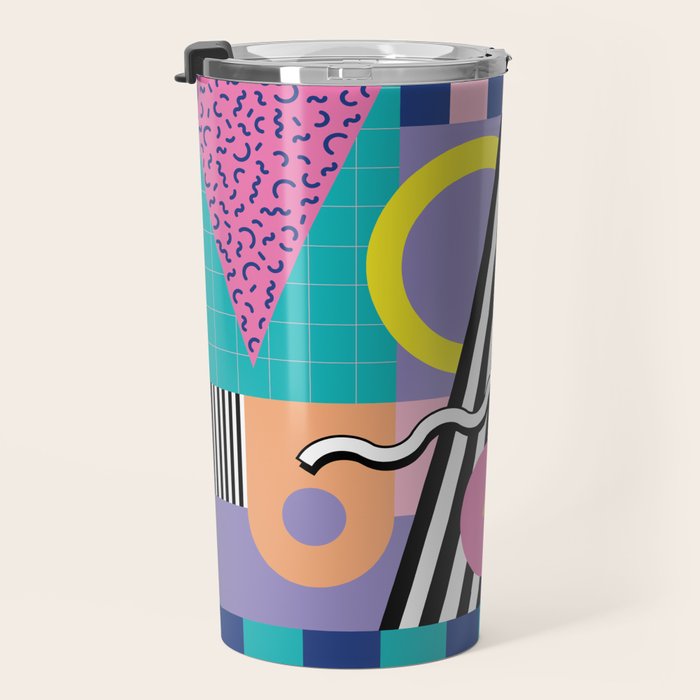 Memphis pattern 85 - 80s / 90s Retro Travel Mug Gallery Image 3