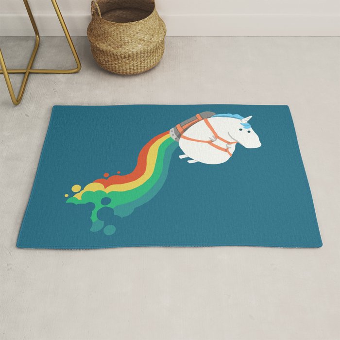 Fat Unicorn on Rainbow Jetpack Rug Gallery Image 1