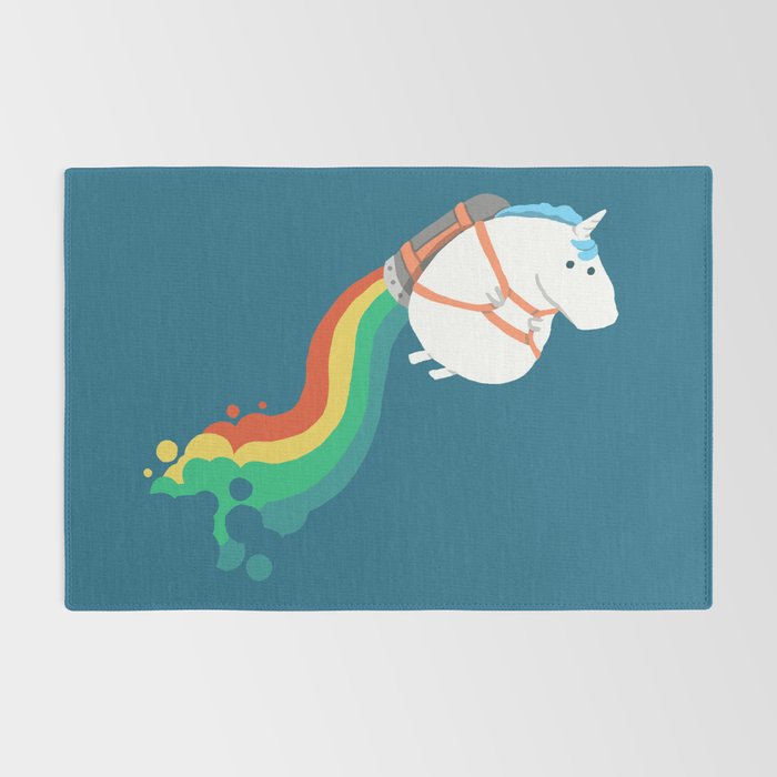 Fat Unicorn on Rainbow Jetpack Rug Gallery Image 2