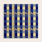 Vintage Blue Gingham with Flowers Wood Wall Art Gallery Image 1