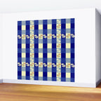Vintage Blue Gingham with Flowers Wall Mural Gallery Image 2