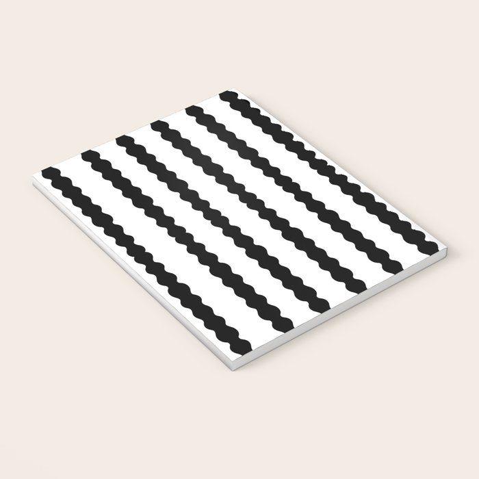 Black and White, Wavy, Squiggle, Stripes Notebook Gallery Image 3