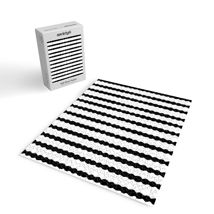 Black and White, Wavy, Squiggle, Stripes Jigsaw Puzzle Gallery Image 2