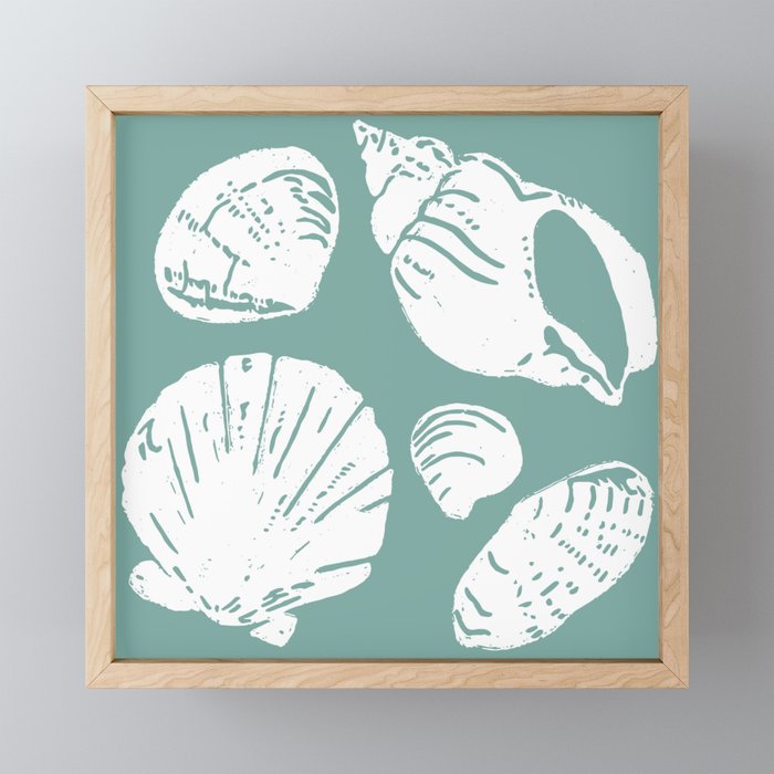 Shells . Teal Mini Art Print Gallery Image 1