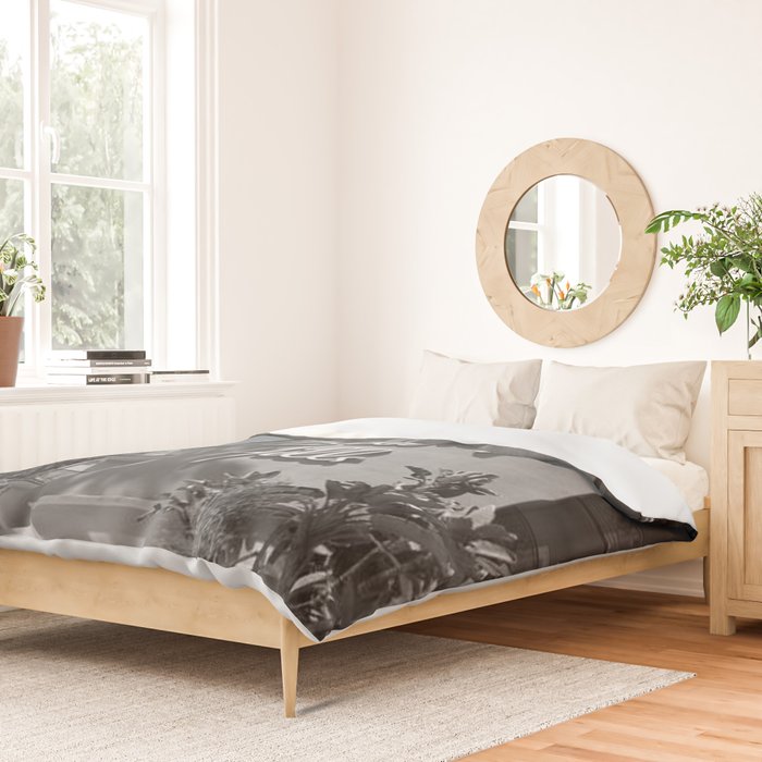 Beverly Hills Hotel, California black and white photograph / black and white photography Duvet Cover Gallery Image 2