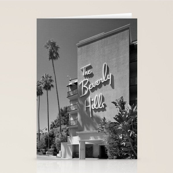 Beverly Hills Hotel, California black and white photograph / black and white photography Stationery Card Gallery Image 2