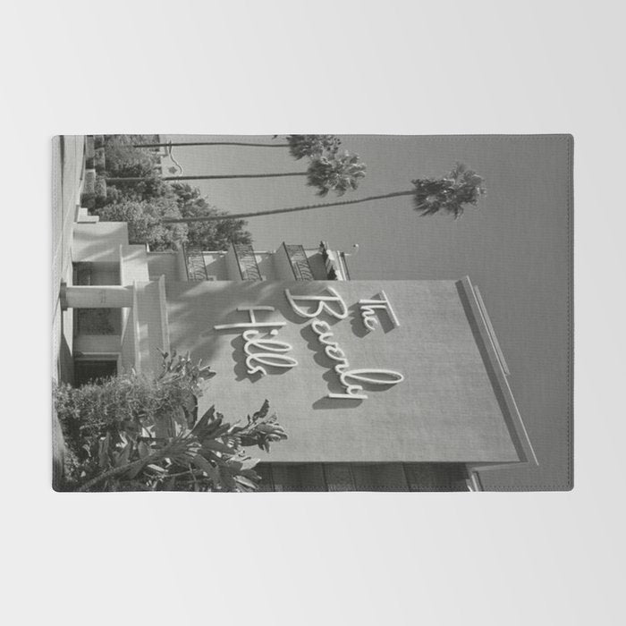 Beverly Hills Hotel, California black and white photograph / black and white photography Rug Gallery Image 2