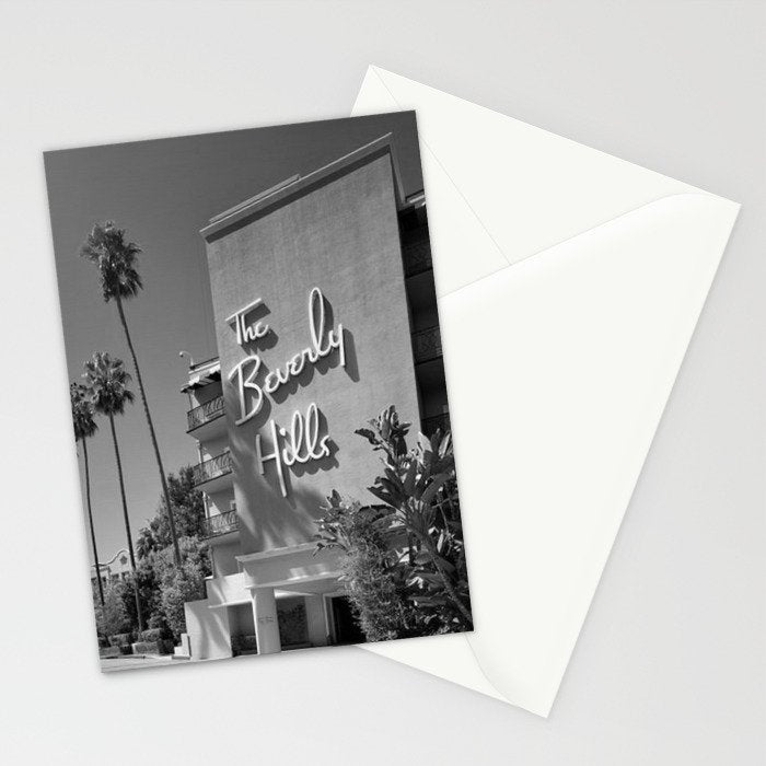 Beverly Hills Hotel, California black and white photograph / black and white photography Stationery Card Gallery Image 2