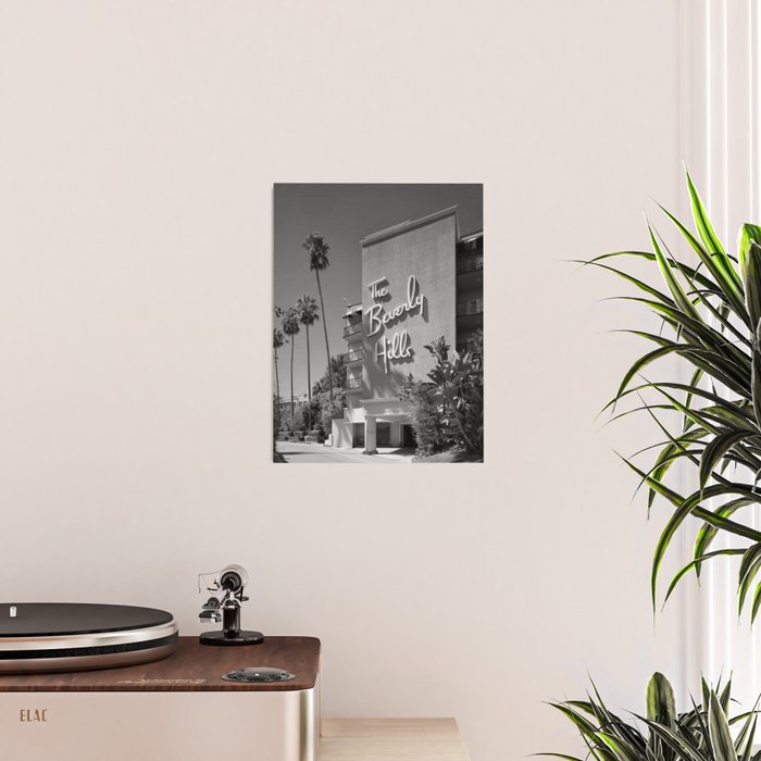Beverly Hills Hotel, California black and white photograph / black and white photography Poster Gallery Image 2