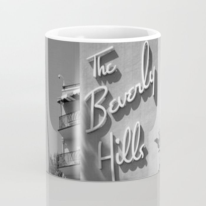 Beverly Hills Hotel, California black and white photograph / black and white photography Coffee Mug Gallery Image 4