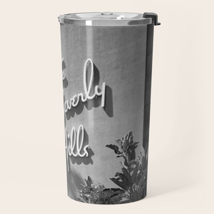 Beverly Hills Hotel, California black and white photograph / black and white photography Travel Mug Gallery Image 2