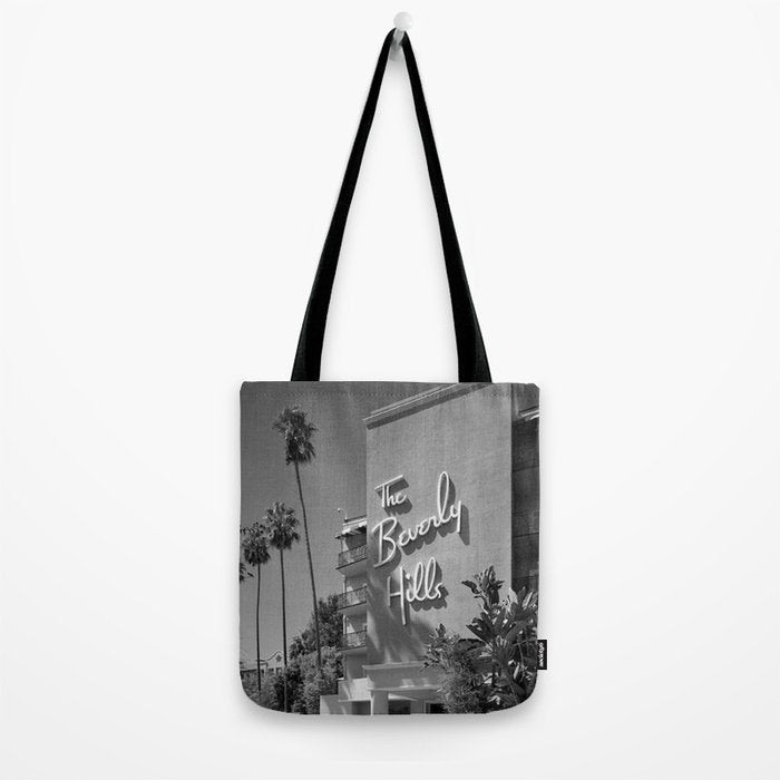 Beverly Hills Hotel, California black and white photograph / black and white photography Tote Bag Gallery Image 2