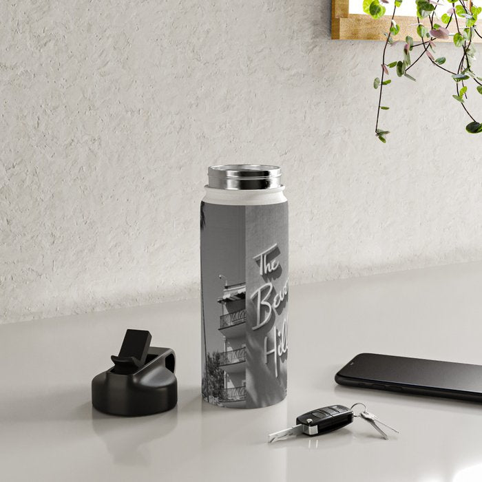 Beverly Hills Hotel, California black and white photograph / black and white photography Water Bottle Gallery Image 4