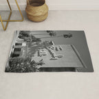 Beverly Hills Hotel, California black and white photograph / black and white photography Rug Gallery Image 1