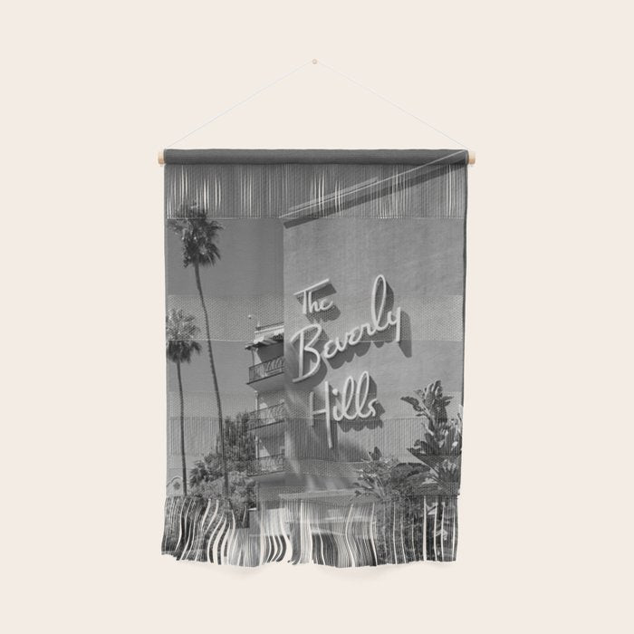 Beverly Hills Hotel, California black and white photograph / black and white photography Wall Hanging Gallery Image 1
