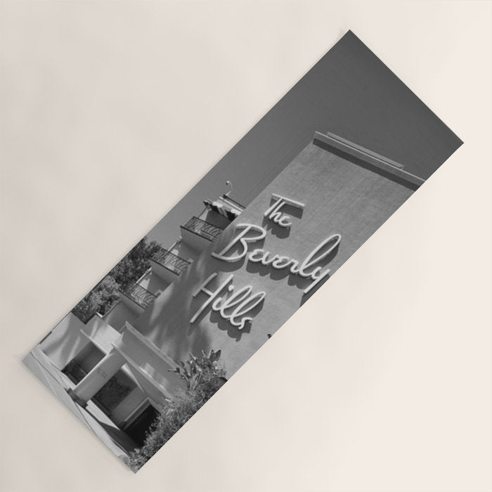 Beverly Hills Hotel, California black and white photograph / black and white photography Yoga Mat Gallery Image 1