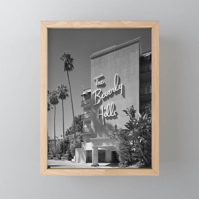 Beverly Hills Hotel, California black and white photograph / black and white photography Mini Art Print Gallery Image 1