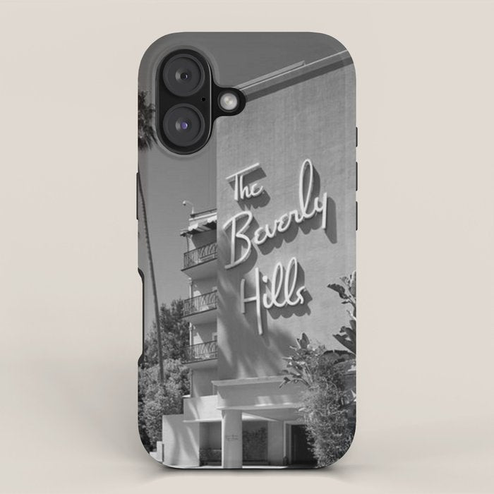Beverly Hills Hotel, California black and white photograph / black and white photography iPhone Case Gallery Image 1