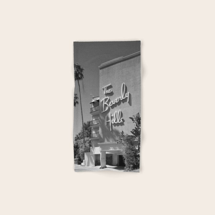 Beverly Hills Hotel, California black and white photograph / black and white photography Bath Towel Gallery Image 1