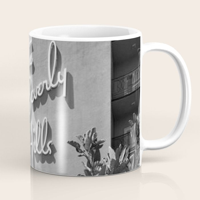 Beverly Hills Hotel, California black and white photograph / black and white photography Coffee Mug Gallery Image 1
