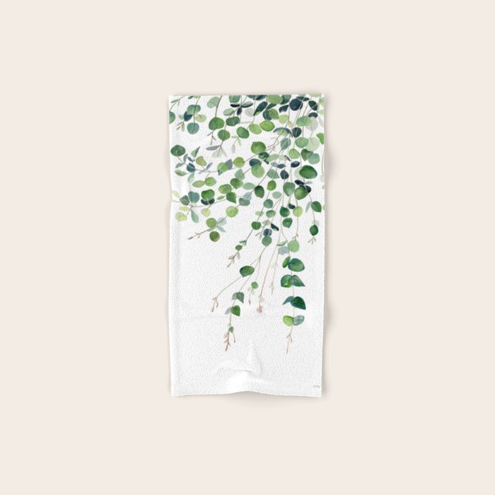 Eucalyptus Watercolor Bath Towel Gallery Image 1