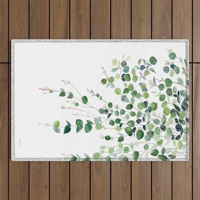 Eucalyptus Watercolor Outdoor Rug Gallery Image 1