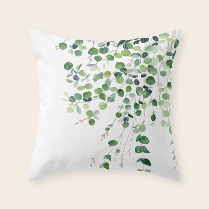 Eucalyptus Watercolor Throw Pillow Gallery Image 6
