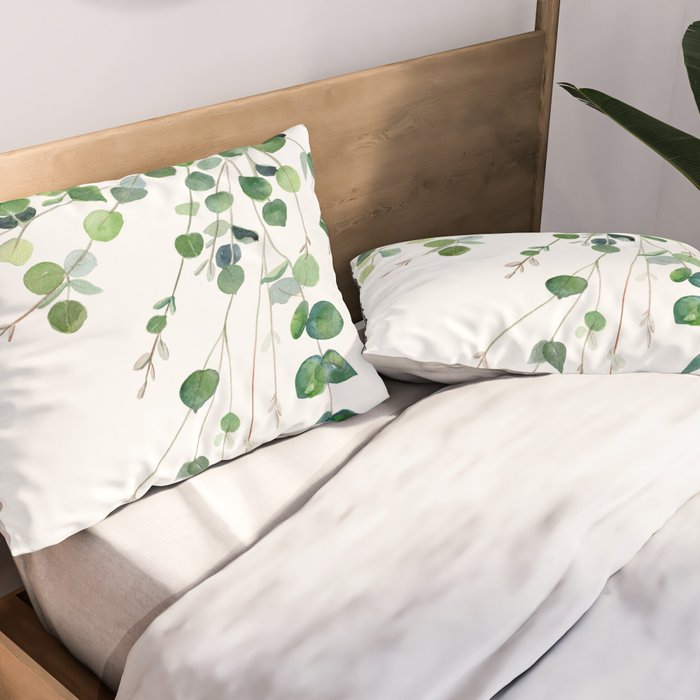 Eucalyptus Watercolor Pillow Sham Gallery Image 2