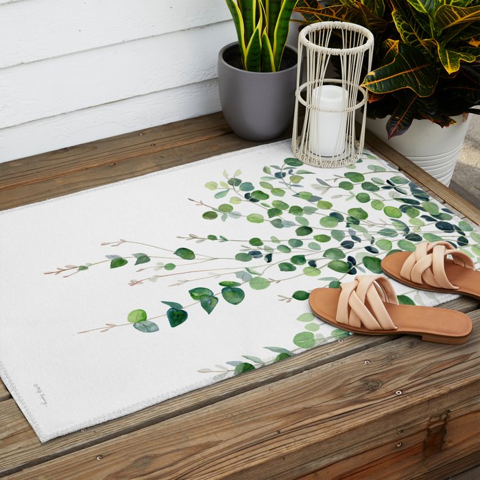 Eucalyptus Watercolor Outdoor Rug Gallery Image 2
