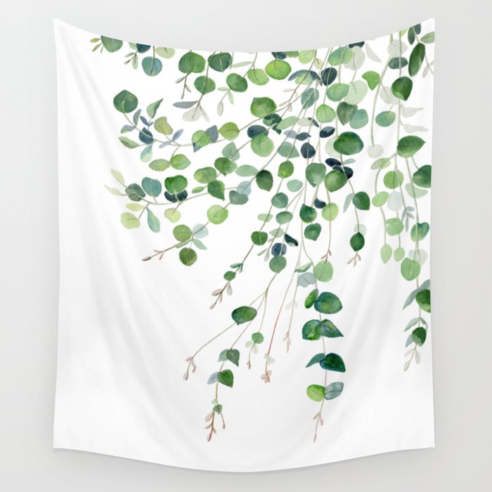 Eucalyptus Watercolor Wall Tapestry Gallery Image 1